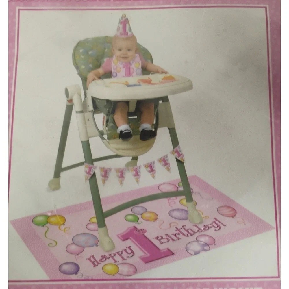 Unique Baby Girl 1st Birthday High Chair Kit Pink/Multi #23907